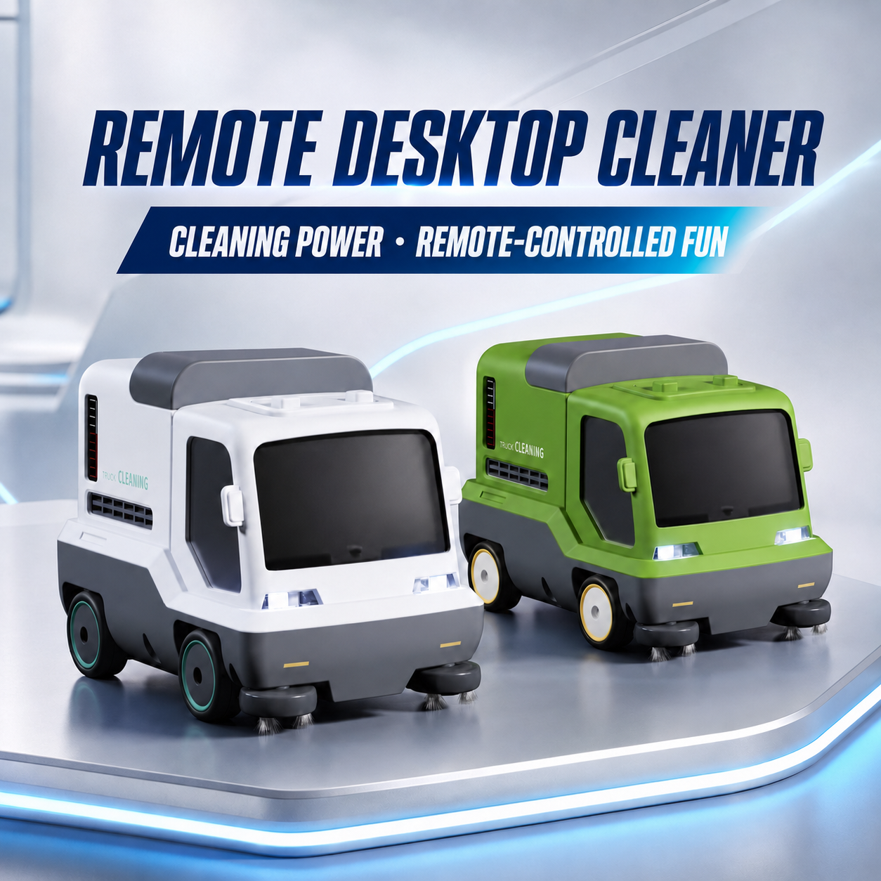 Kids Remote Control Cleaning Car Toy - RC Drift Sweeper Vehicle with Vacuum Function & LED Lights