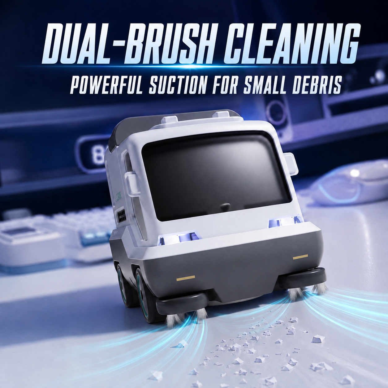 Kids Remote Control Cleaning Car Toy - RC Drift Sweeper Vehicle with Vacuum Function & LED Lights