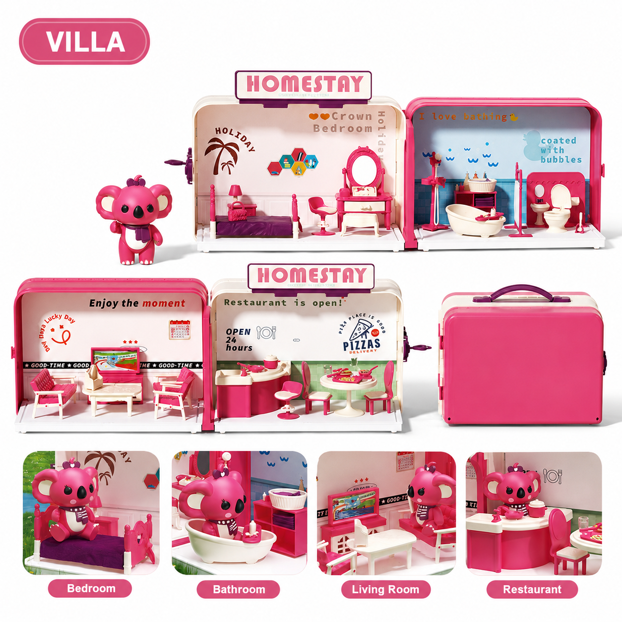 Kids Suitcase Dollhouse Toy Set