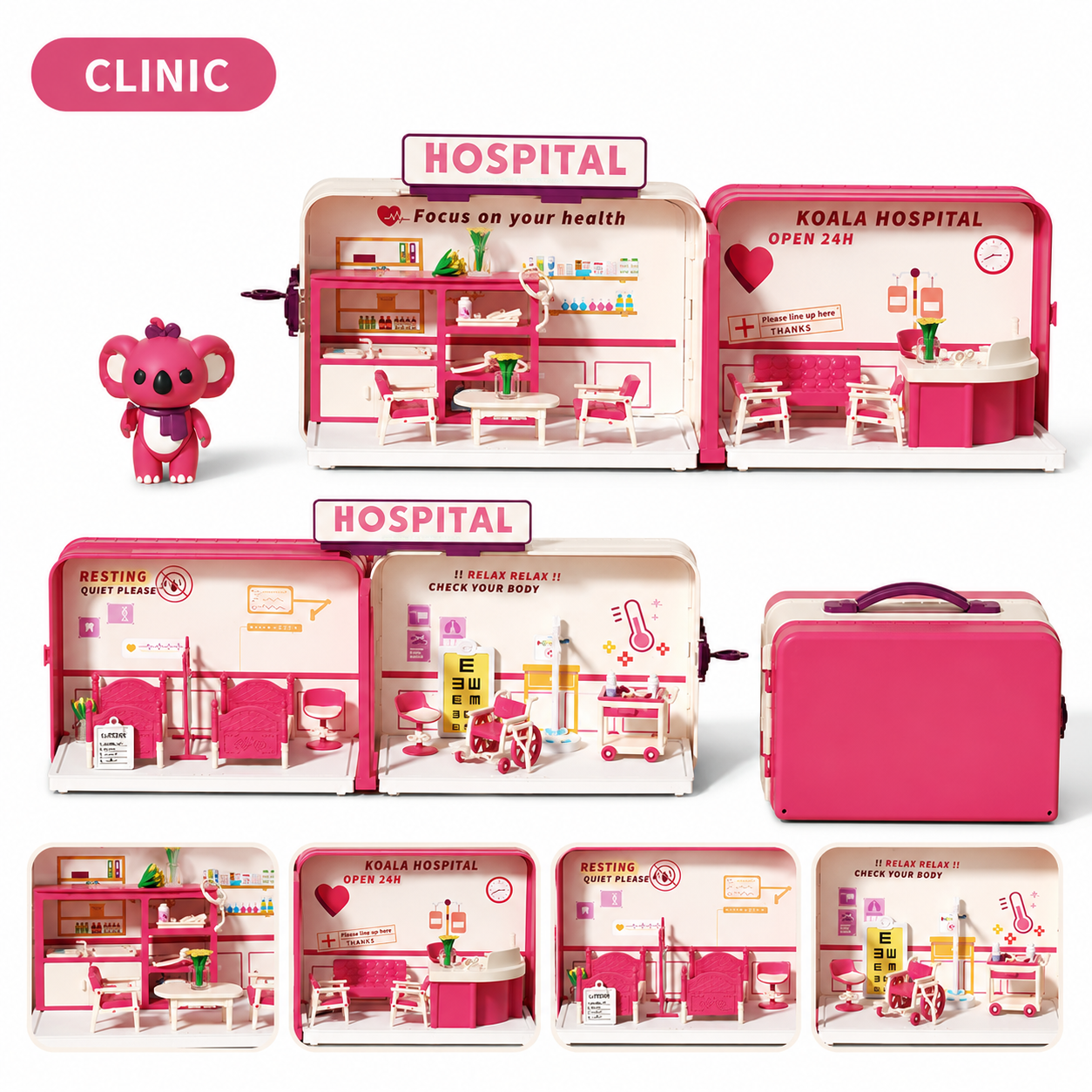 Kids Suitcase Dollhouse Toy Set