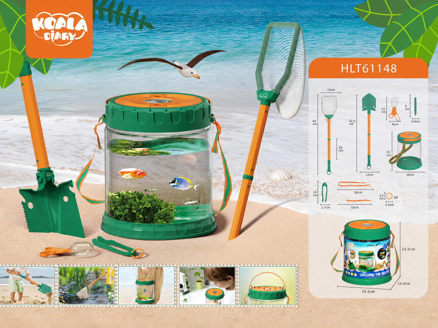Beach sand toy set for kids with bucket shovel molds and outdoor summer play accessories