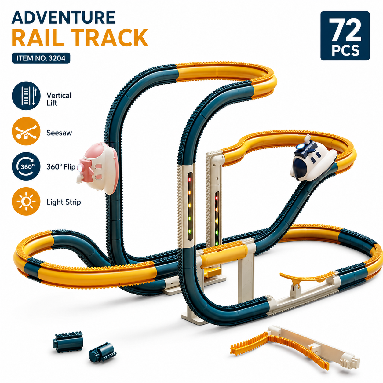 Kids electric steamship track car toy with climbing track, light effects and space adventure play design