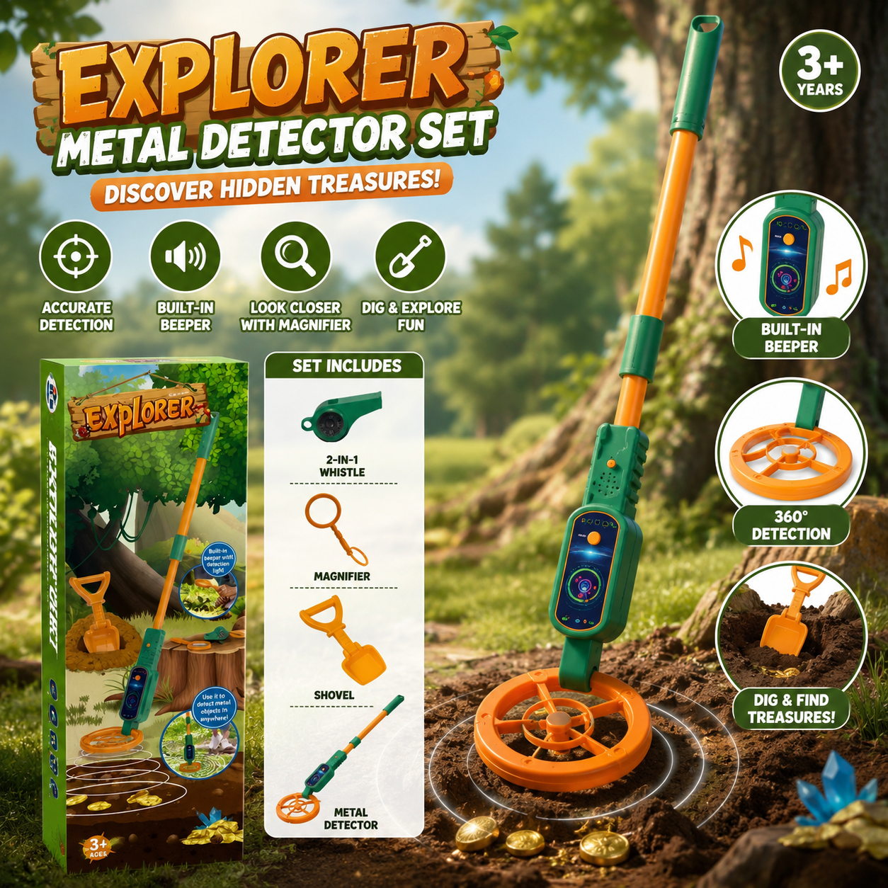 Kids metal detector toy set for outdoor exploration wholesale