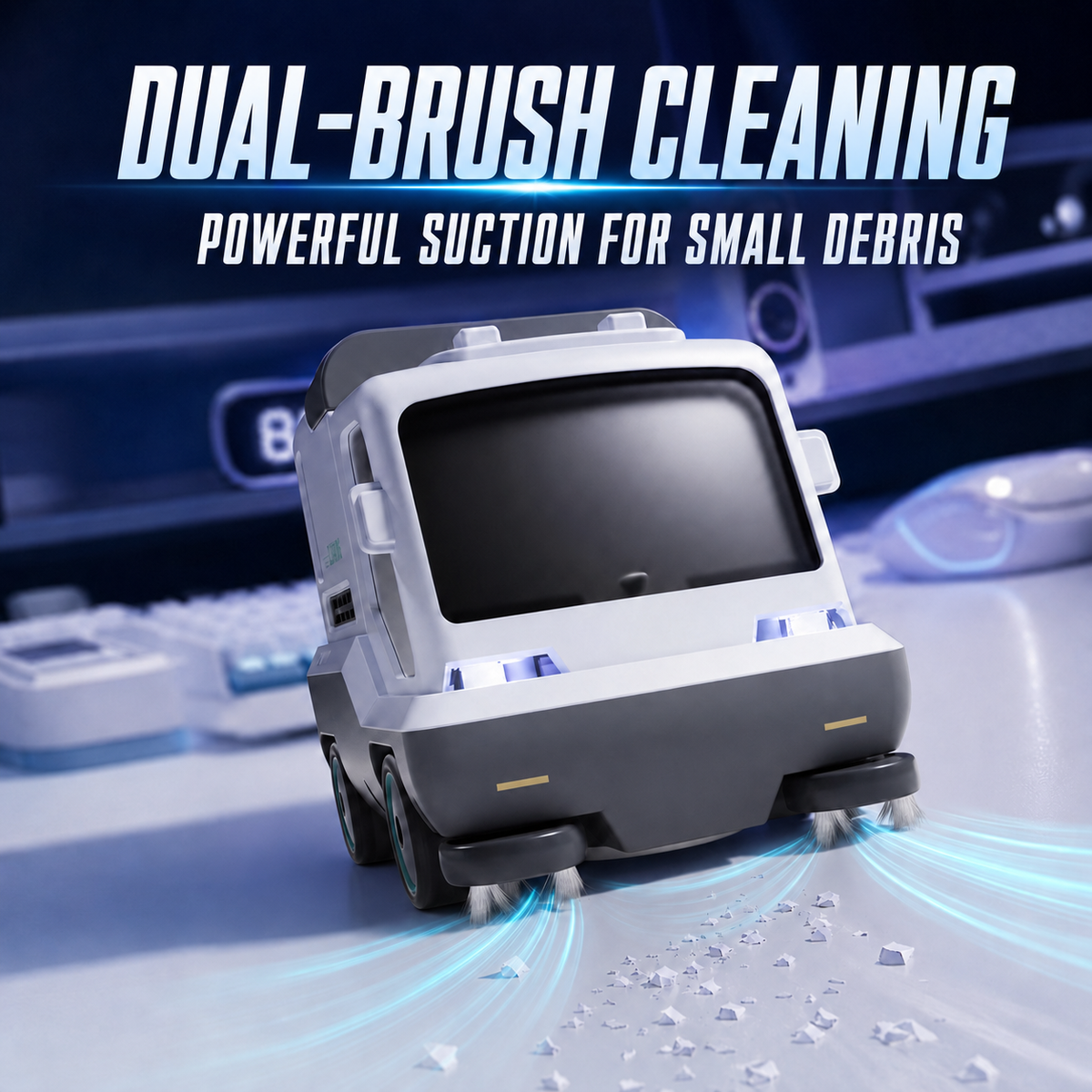 Kids RC cleaning sweeper car toy with remote control and LED lights