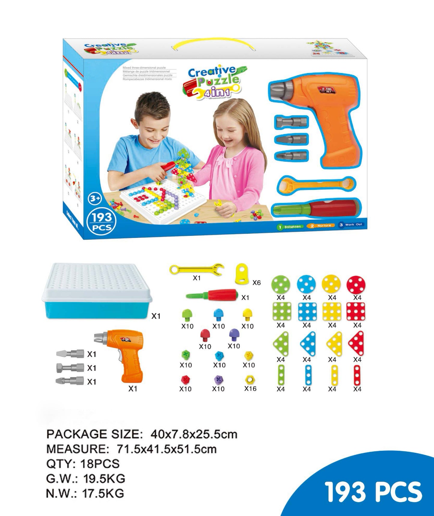Kids screw and nut assembly tool kit educational toy wholesale