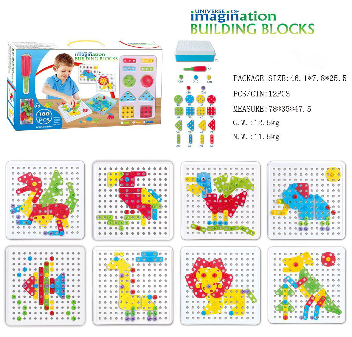 Kids screw and nut assembly tool kit educational toy wholesale