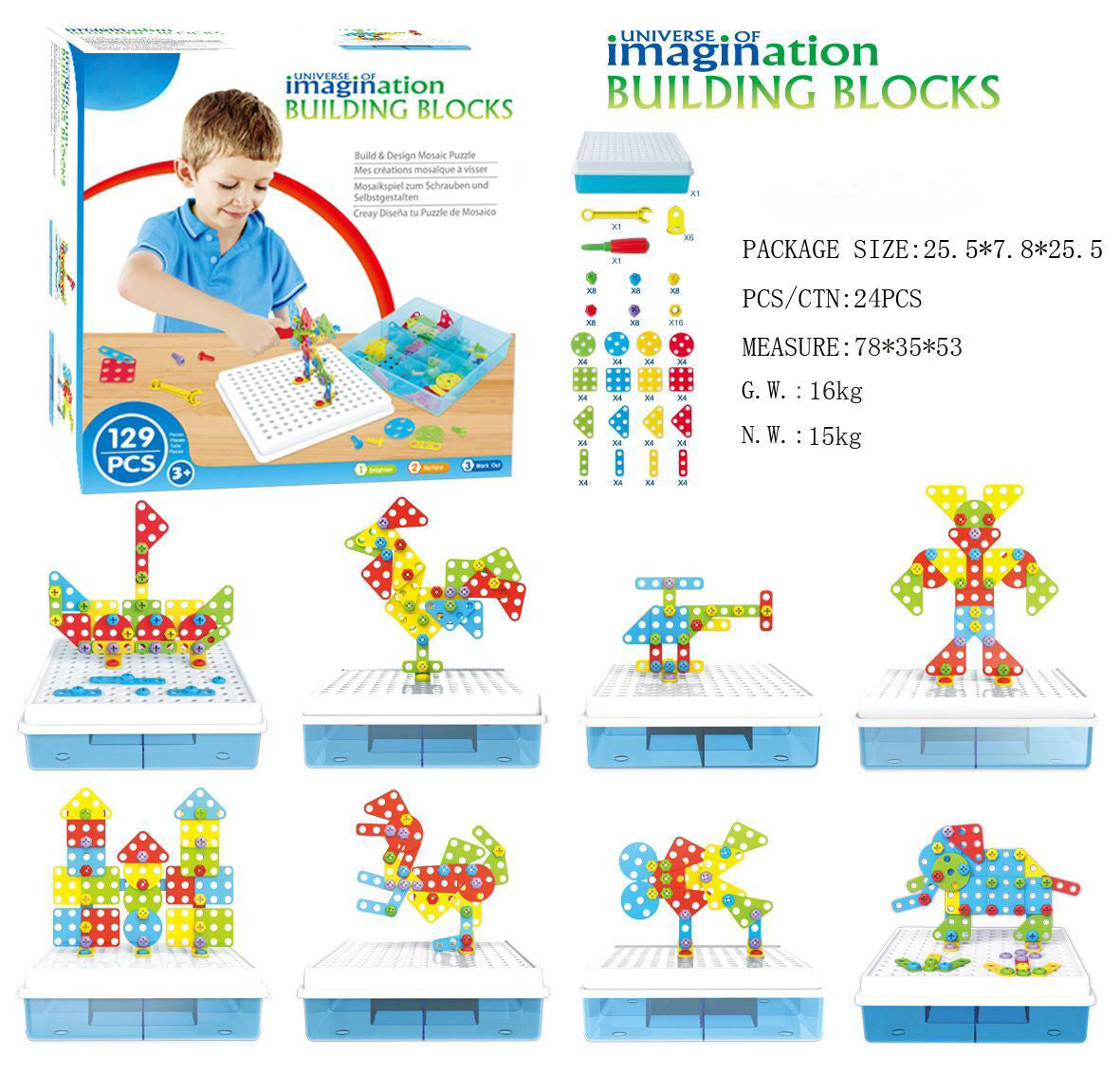 Kids screw and nut assembly tool kit educational toy wholesale