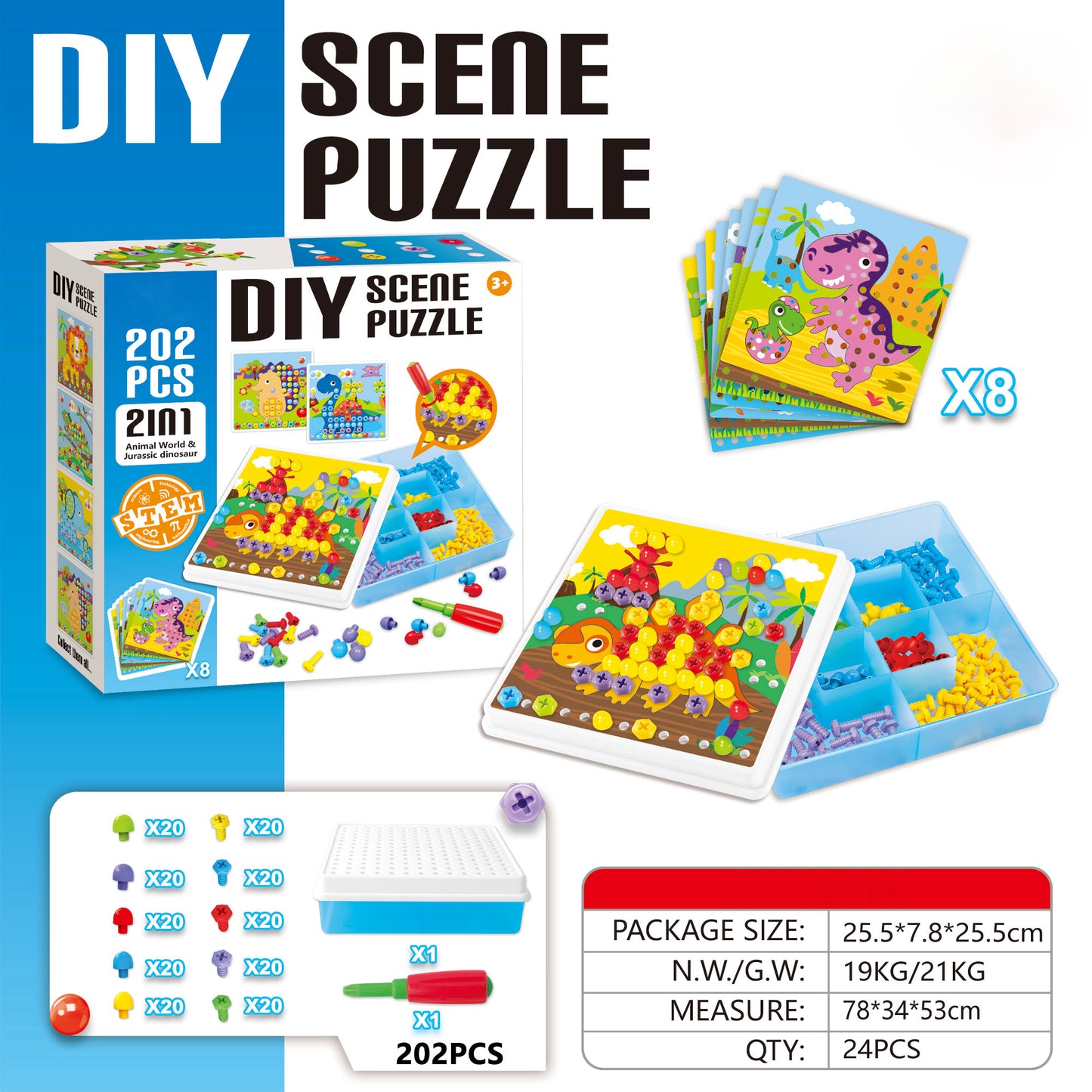 Kids screw and nut assembly tool kit educational toy wholesale