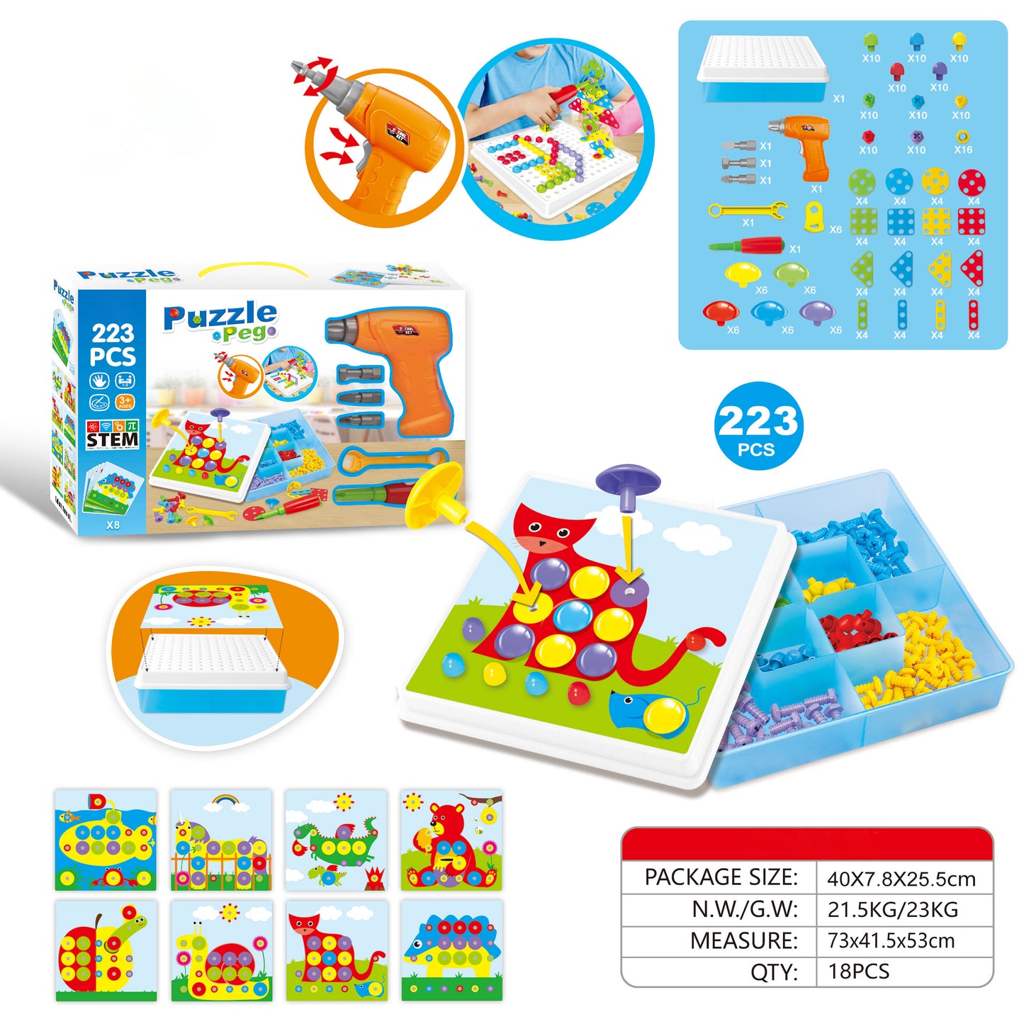 Kids screw and nut assembly tool kit educational toy wholesale