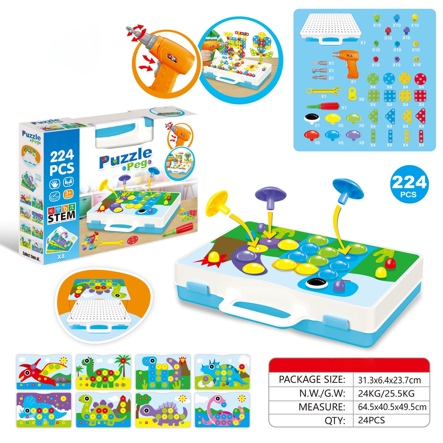 Kids screw and nut assembly tool kit educational toy wholesale