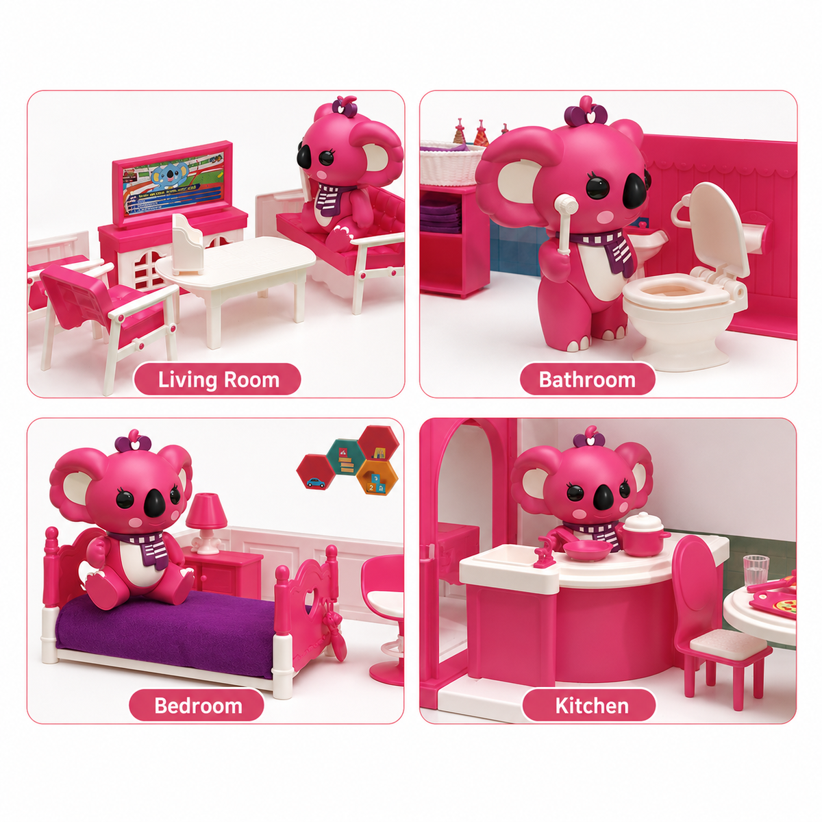Kids suitcase dollhouse toy set with 4 scene options villa supermarket school and clinic