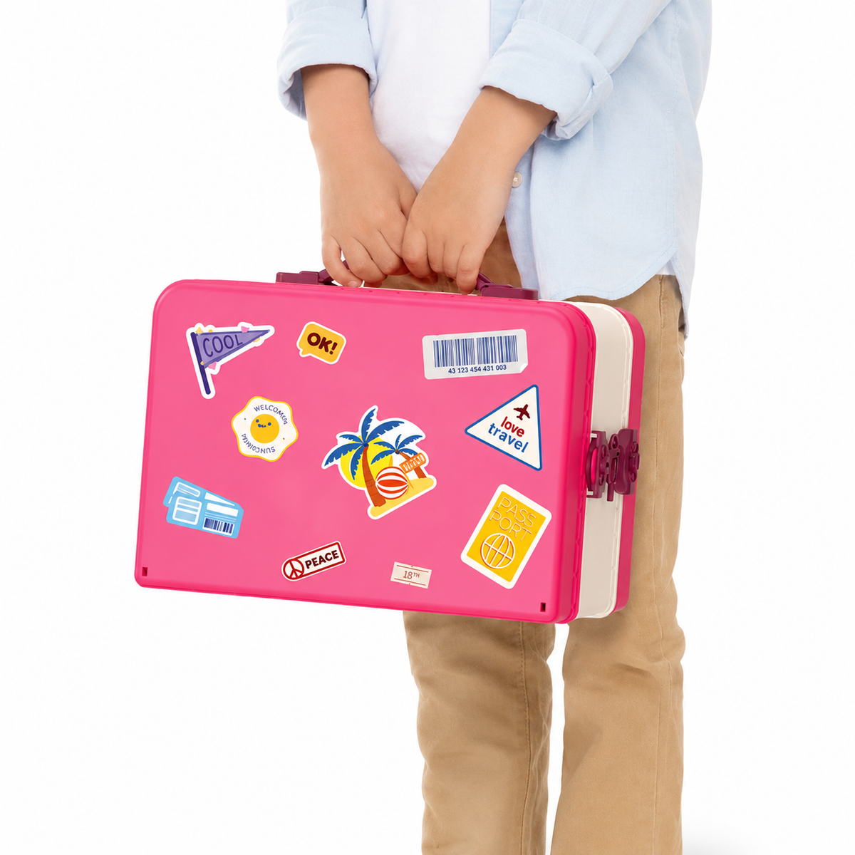 Kids suitcase dollhouse toy set with 4 scene options villa supermarket school and clinic