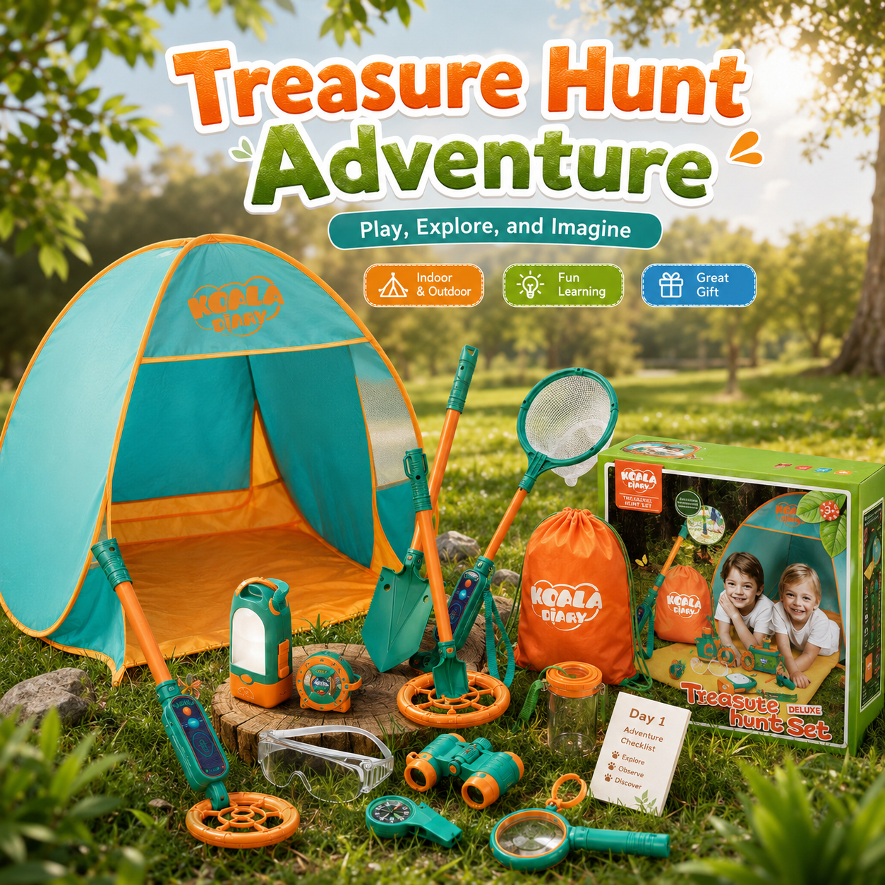 Kids Pop Up Play Tent with Camping Gear