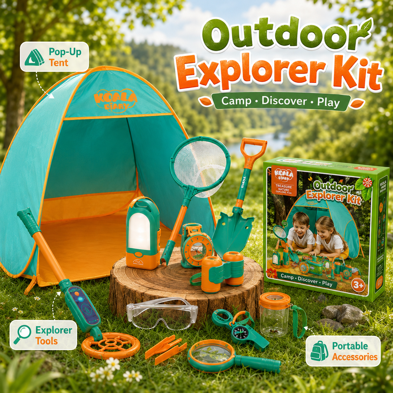 Outdoor adventure camping insect observation box toy for kids with bug catcher and nature exploration play set