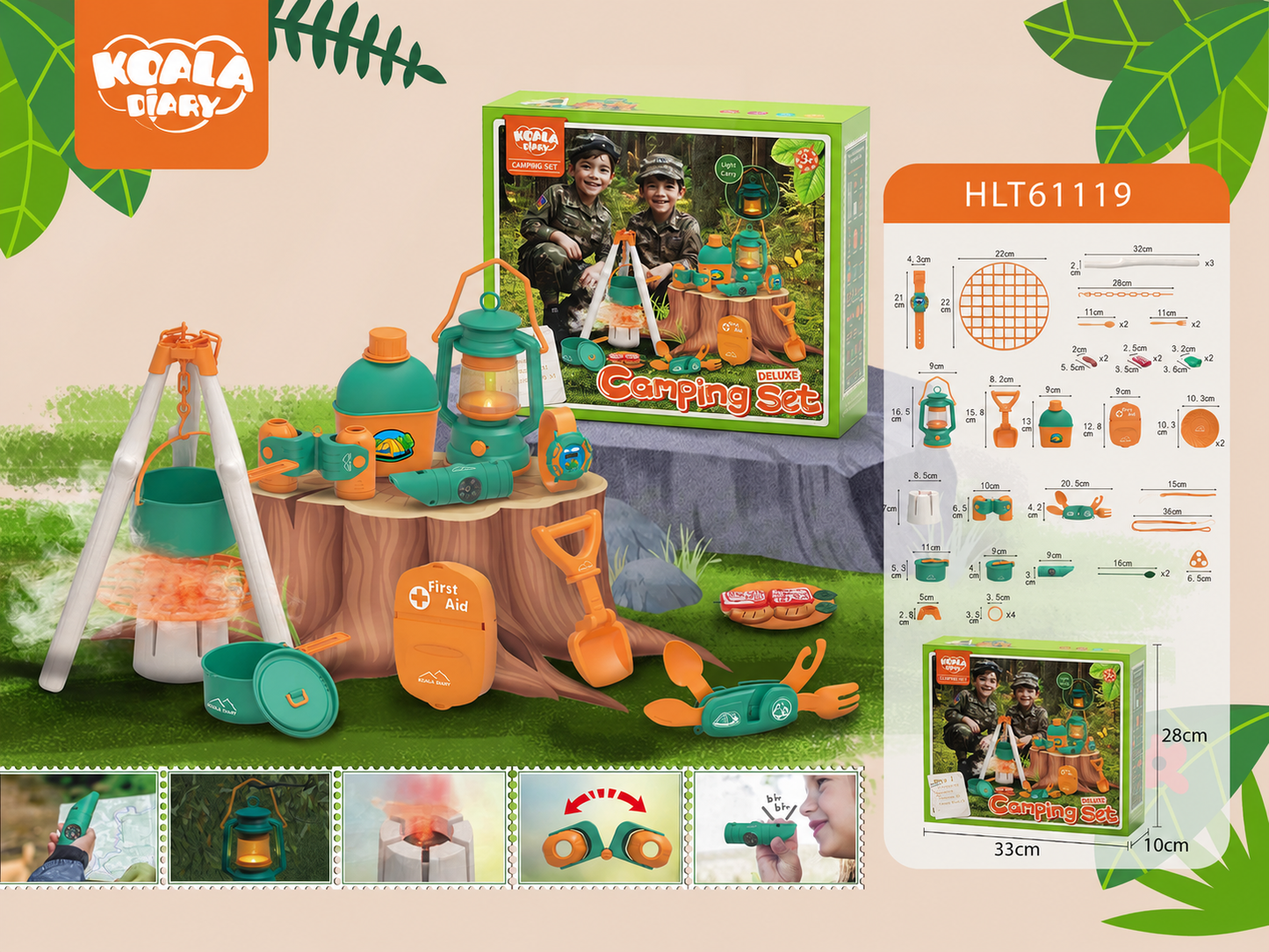 Outdoor adventure camping toy for kids with nature exploration and pretend play accessories
