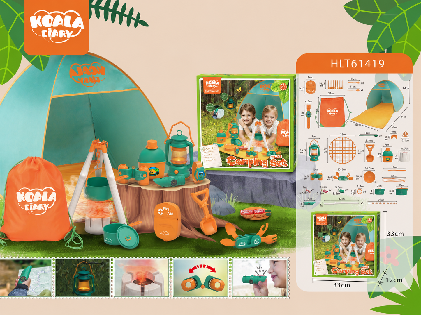 Outdoor adventure camping toy for kids with nature exploration and pretend play accessories