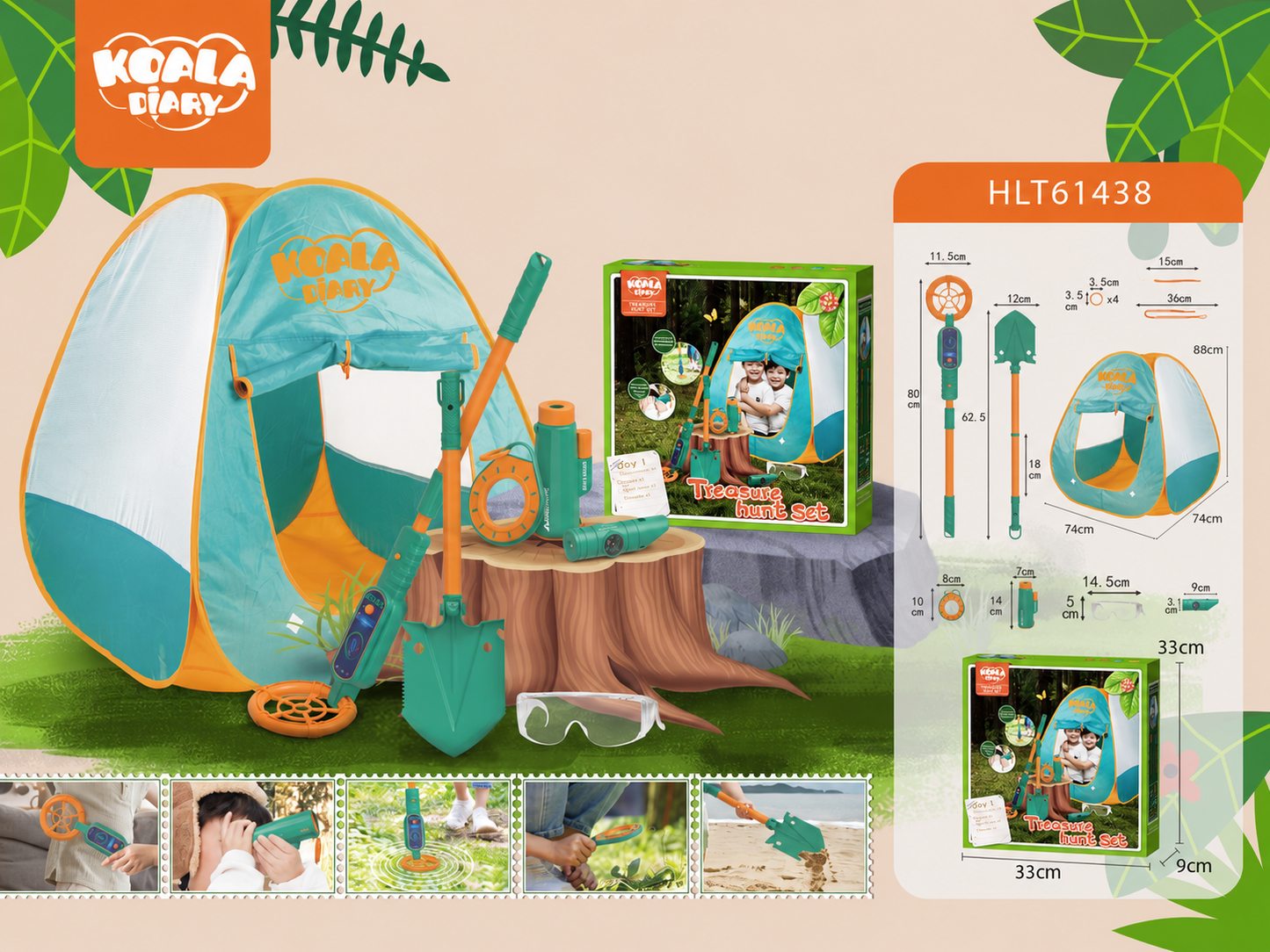 Outdoor adventure camping toy for kids with nature exploration and pretend play accessories