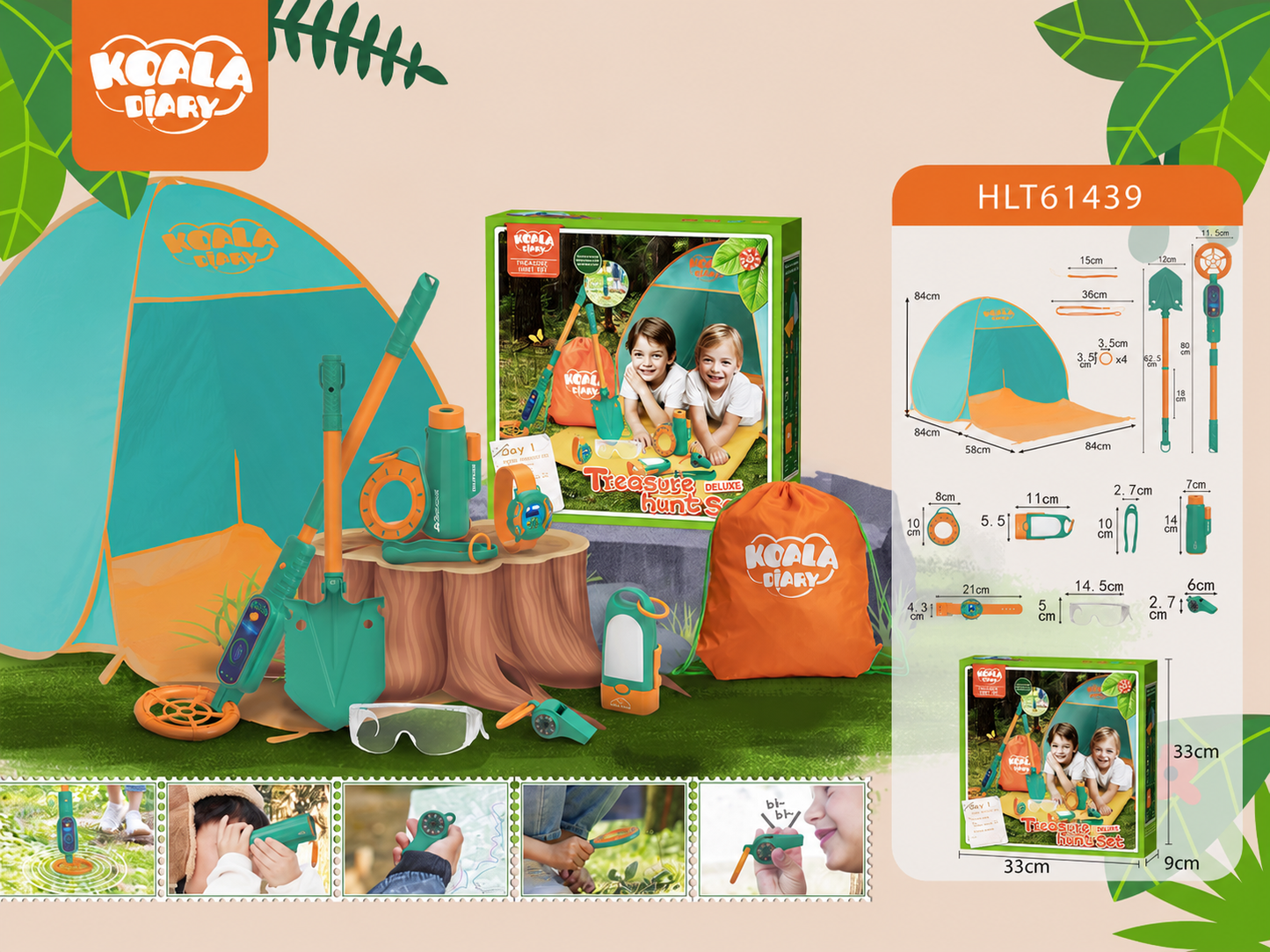 Outdoor adventure camping toy for kids with nature exploration and pretend play accessories