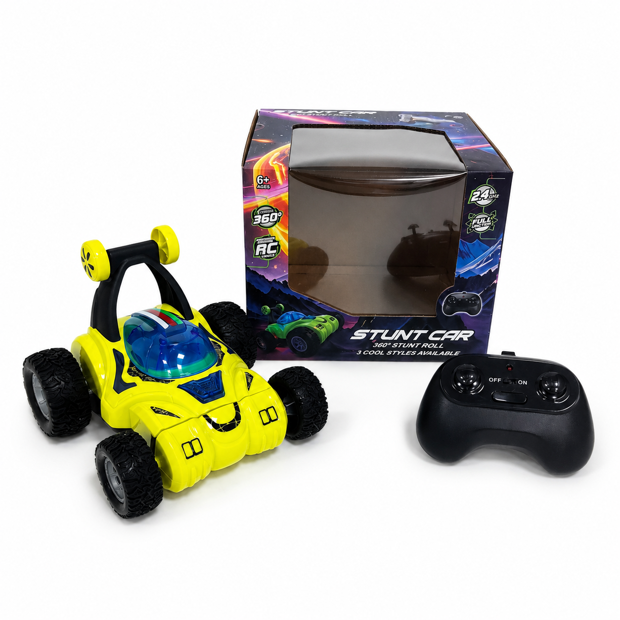 RC stunt car toy with handstand driving flexible stunt movement and oversized tires