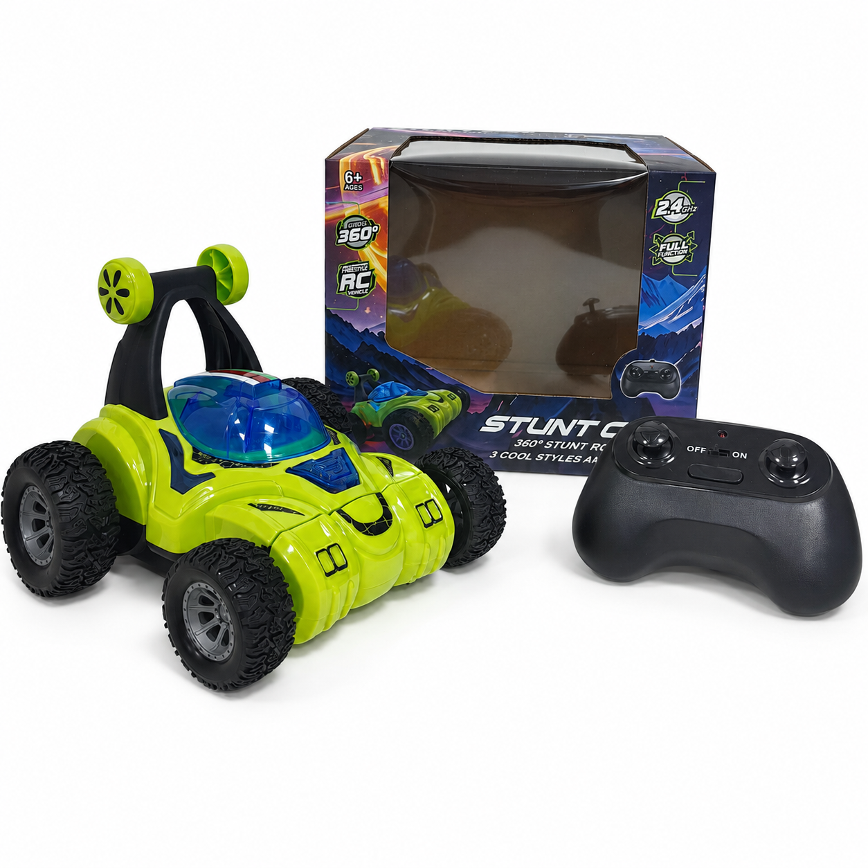 RC stunt car toy with handstand driving flexible stunt movement and oversized tires