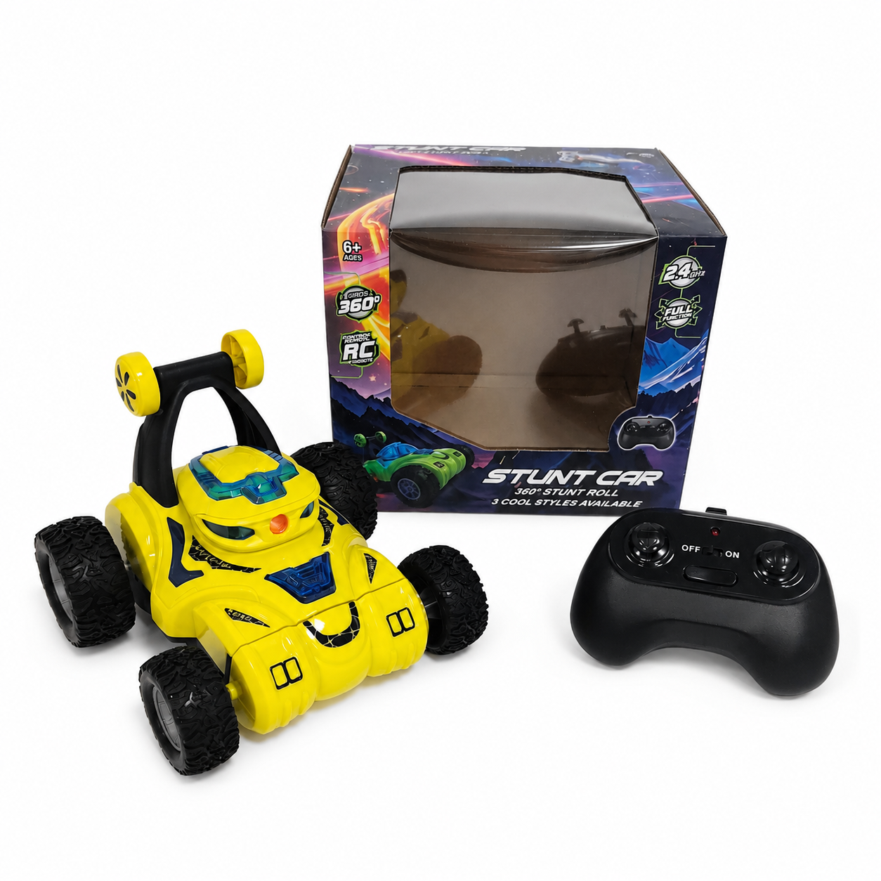 RC stunt car with projection light function and random projection pattern for kids play