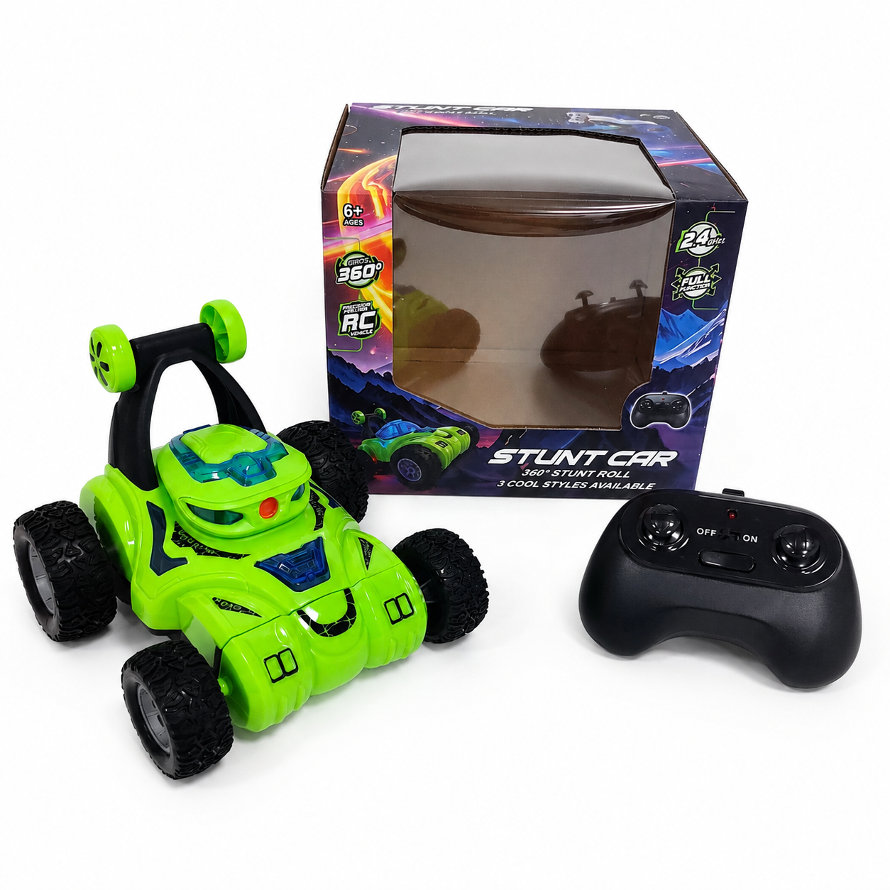 RC stunt car with projection light function and random projection pattern for kids play