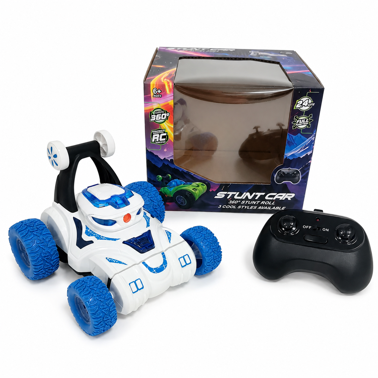 RC stunt car with projection light function and random projection pattern for kids play