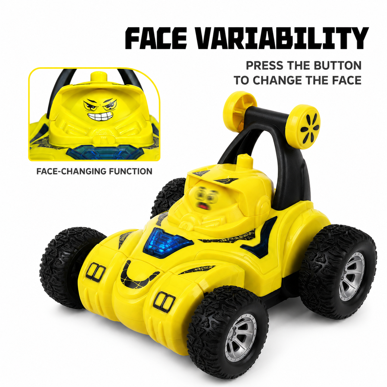 RC stunt car toy with 2.4G remote control 360 flip oversized tires and LED lights
