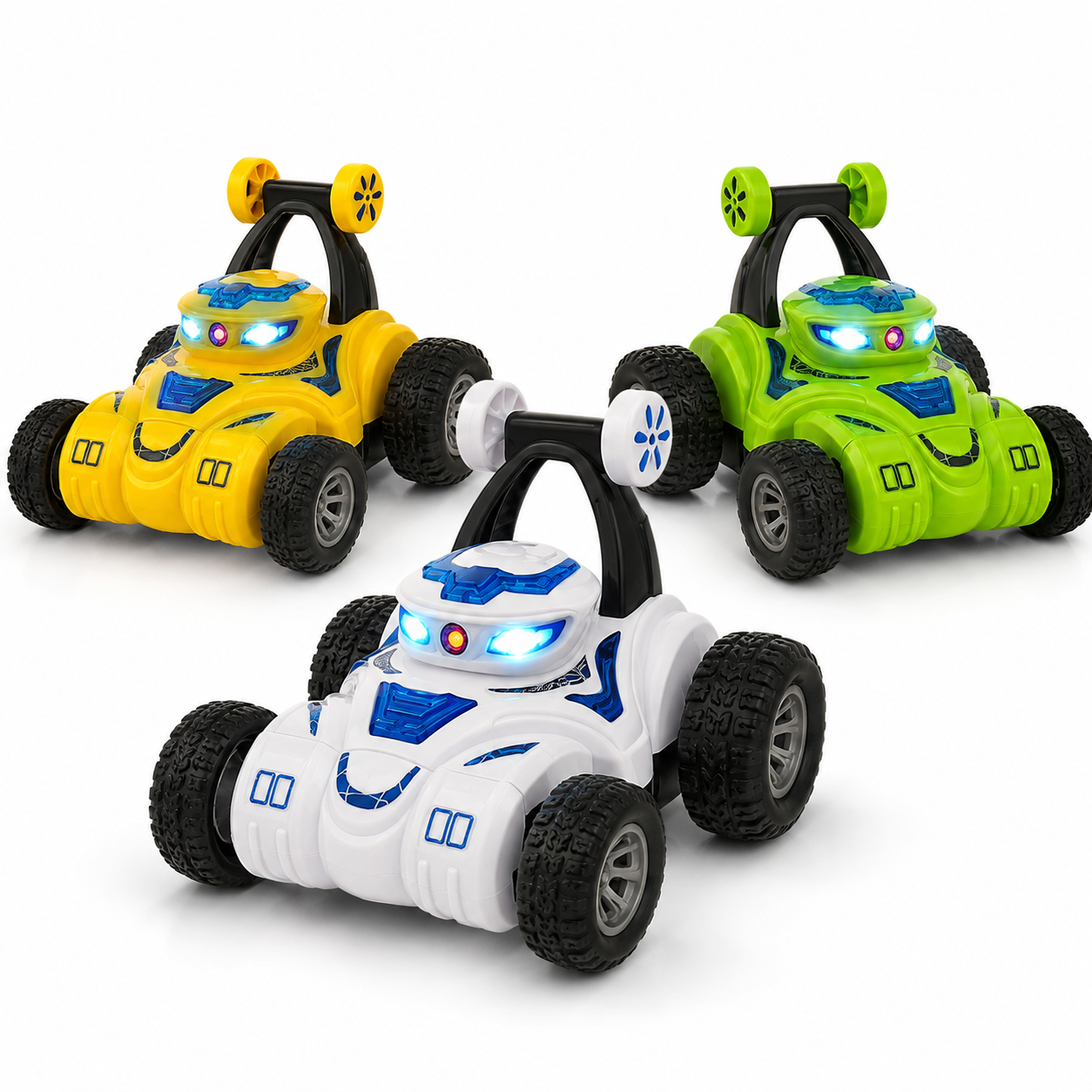 RC stunt car toy with 2.4G remote control 360 flip oversized tires and LED lights