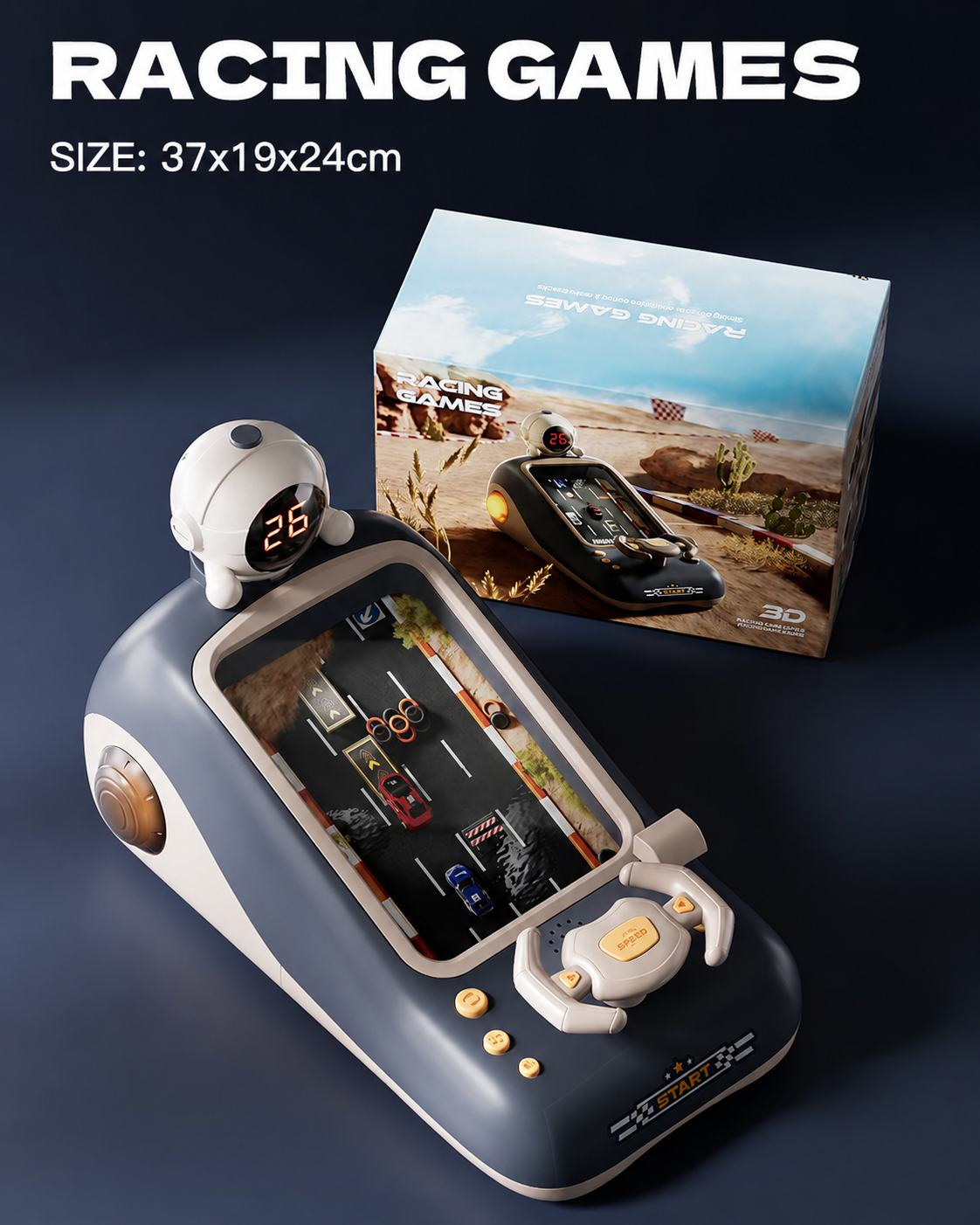 Remote control racing obstacle avoidance game toy for kids with steering wheel