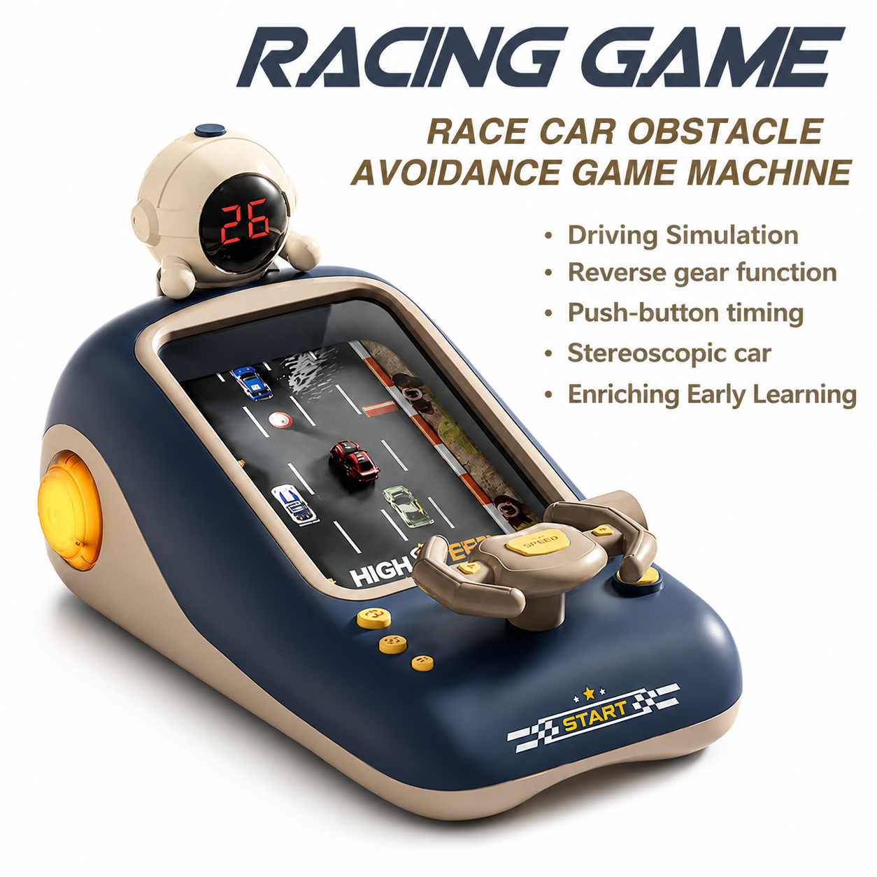 Remote control racing obstacle avoidance game toy for kids with steering wheel