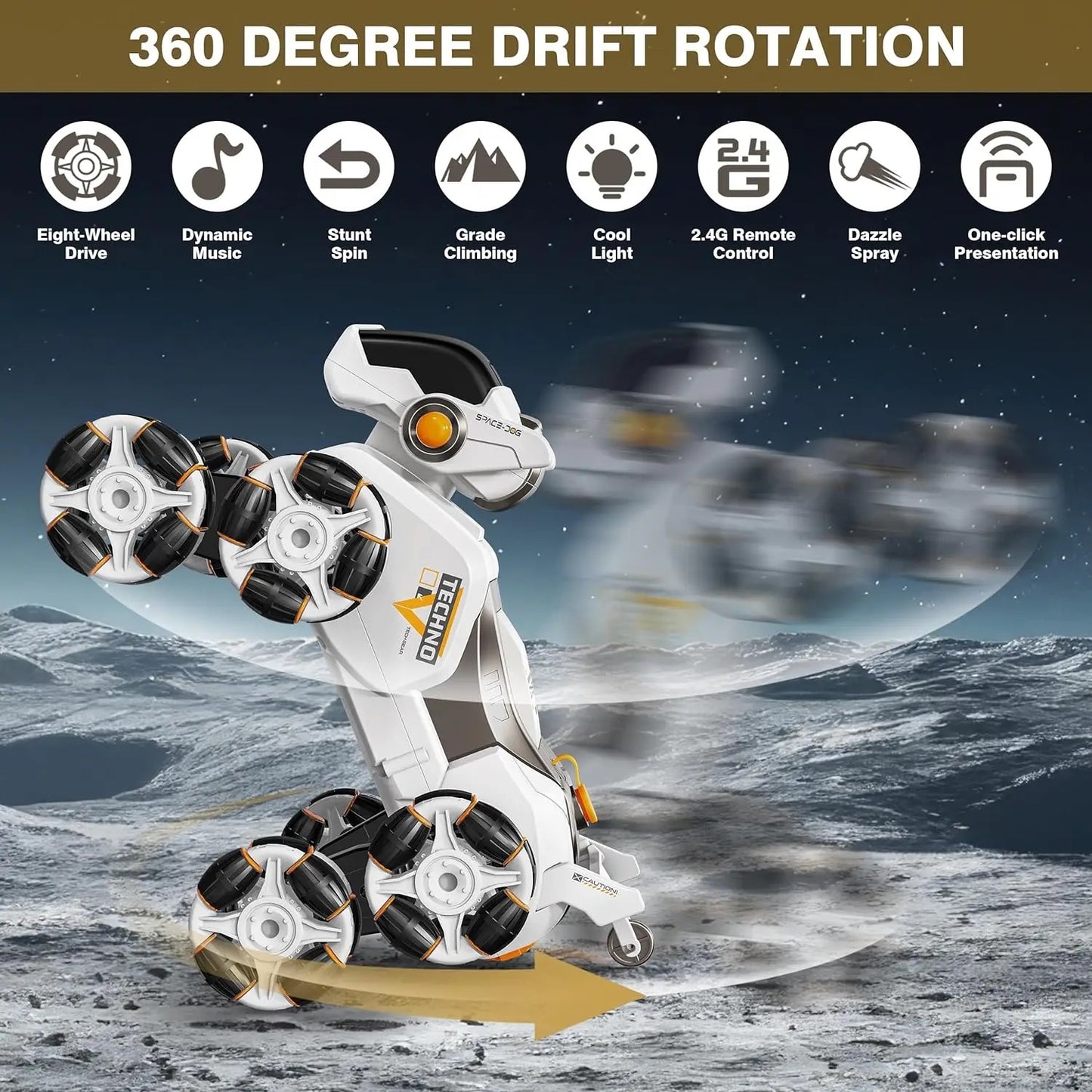 This electric remote-controlled smart robot dog kit includes a spray function, remote control, and accessories, perfect for children's exploration and entertainment.
