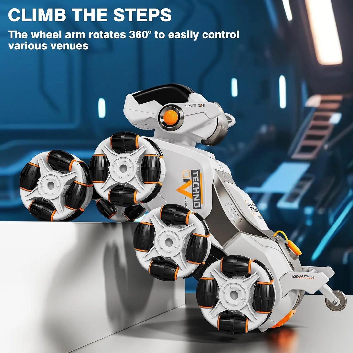 This electric remote-controlled smart robot dog kit includes a spray function, remote control, and accessories, perfect for children's exploration and entertainment.