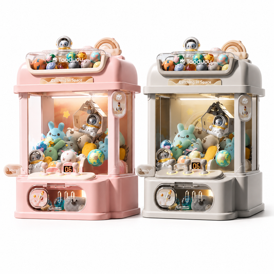 space theme claw machine toy for kids with dual power supply, astronaut plush, plush toys and surprise balls