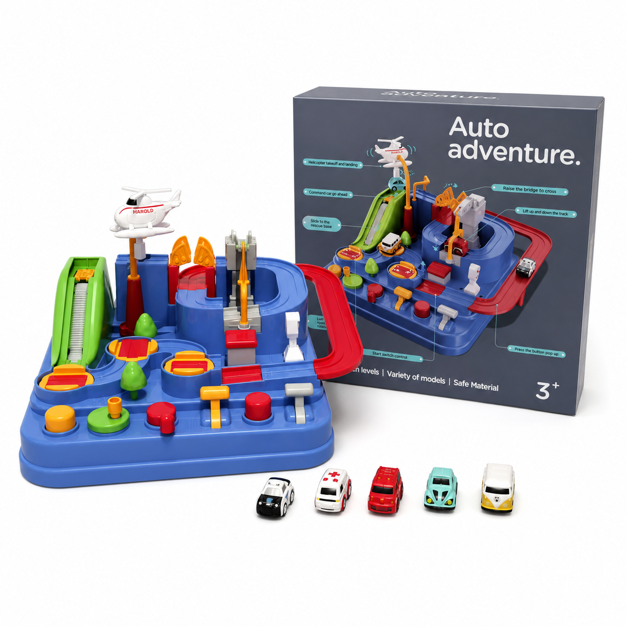 pace theme interactive track car toy with astronaut figure and vehicles for kids model